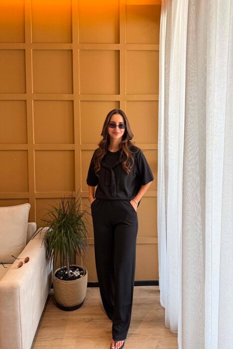 ONE COLOR T-SHIRT + SWEATPANTS WOMAN SET BLACK/ E ZEZE - 2