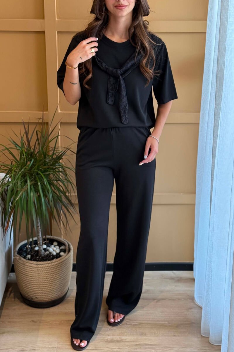 ONE COLOR T-SHIRT + SWEATPANTS WOMAN SET BLACK/ E ZEZE - 4
