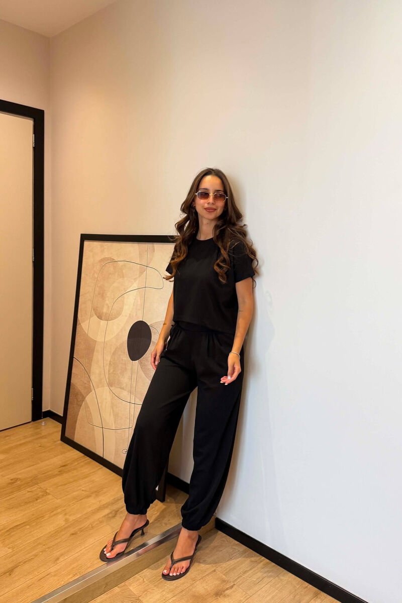 ONE COLOR T-SHIRT + SWEATPANTS WOMAN SET BLACK/ E ZEZE - 2