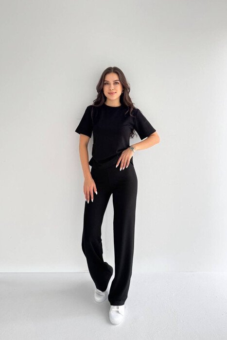 ONE COLOR T-SHIRT + SWEATPANTS WOMAN SET BLACK/ E ZEZE - 1
