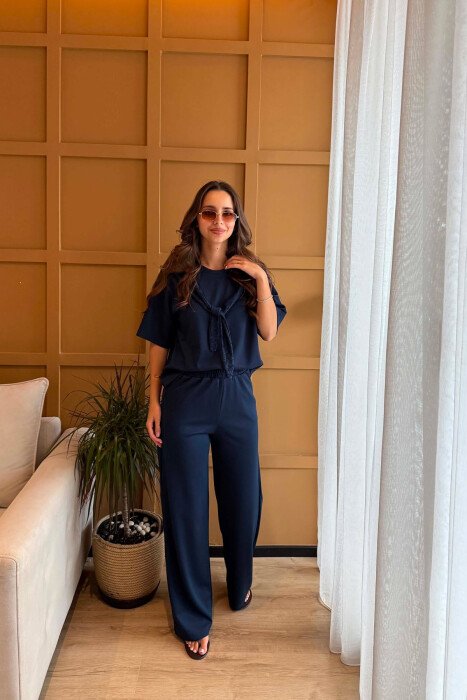 ONE COLOR T-SHIRT + SWEATPANTS WOMAN SET BLUE/BLU 