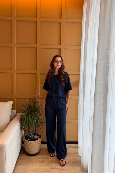 ONE COLOR T-SHIRT + SWEATPANTS WOMAN SET BLUE/BLU - 2