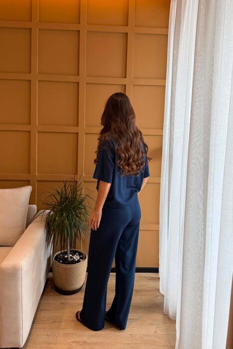 ONE COLOR T-SHIRT + SWEATPANTS WOMAN SET BLUE/BLU - 3