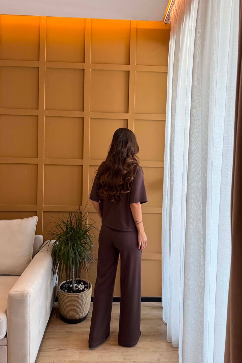 ONE COLOR T-SHIRT + SWEATPANTS WOMAN SET BROWN/KAFE - 4