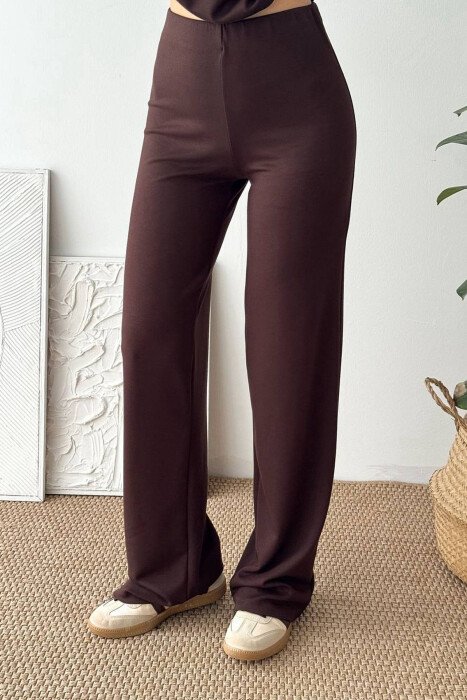 ONE COLOR T-SHIRT + SWEATPANTS WOMAN SET BROWN/KAFE - 2