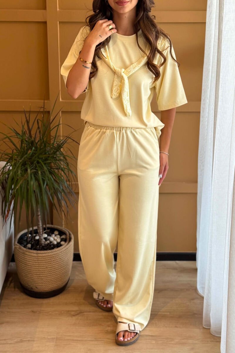 ONE COLOR T-SHIRT + SWEATPANTS WOMAN SET YELLOW/E VERDHE - 4