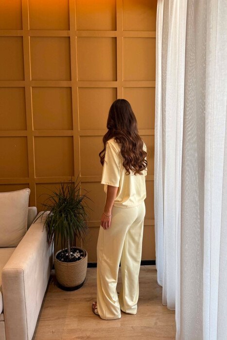 ONE COLOR T-SHIRT + SWEATPANTS WOMAN SET YELLOW/E VERDHE - 5