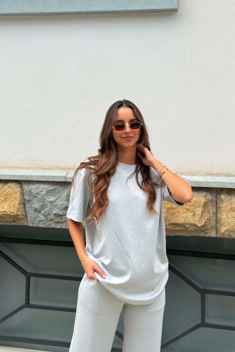 ONE COLOR T-SHIRT + SWEATPANTS WOMEN SET GREY/GRI - 5