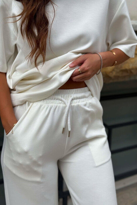 ONE COLOR T-SHIRT + SWEATPANTS WOMEN SET WHITE-E BARDHE - 2