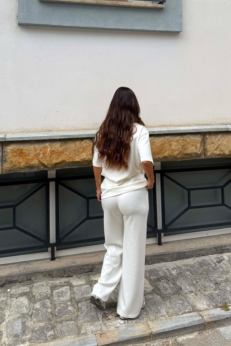 ONE COLOR T-SHIRT + SWEATPANTS WOMEN SET WHITE-E BARDHE - 3