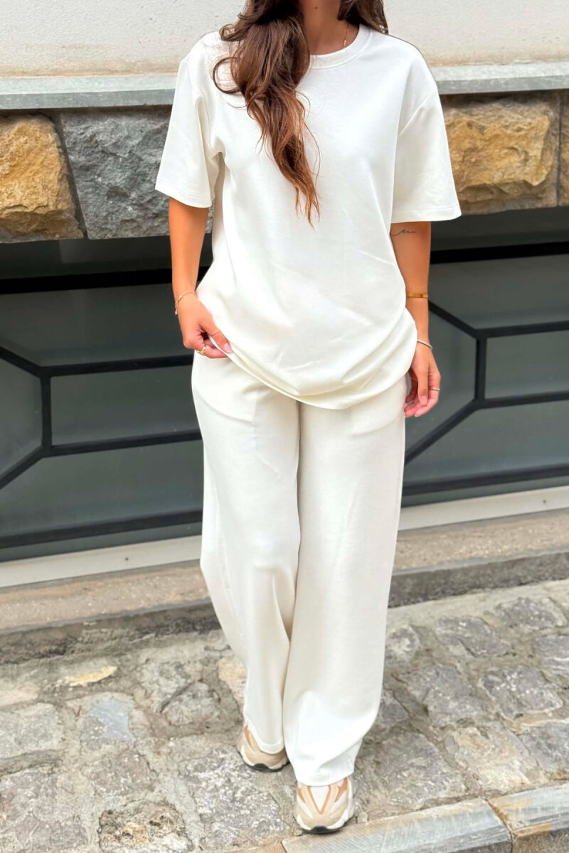 ONE COLOR T-SHIRT + SWEATPANTS WOMEN SET WHITE-E BARDHE - 6