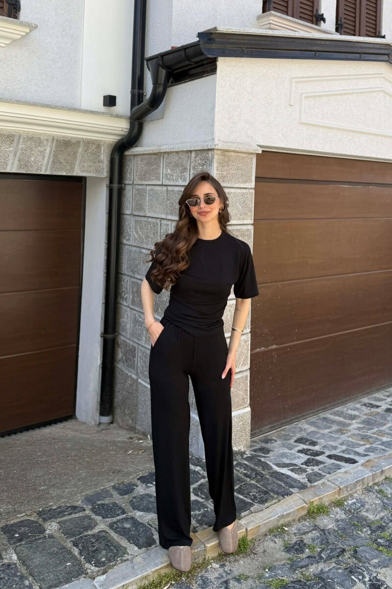 ONE COLOR T-SHIRT + SWEATPANTS WOMAN SET BLACK/ E ZEZE - 1