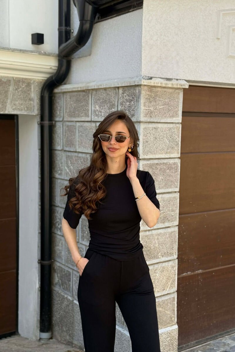ONE COLOR T-SHIRT + SWEATPANTS WOMAN SET BLACK/ E ZEZE - 3