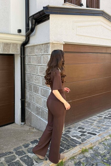ONE COLOR T-SHIRT + SWEATPANTS WOMAN SET BROWN/KAFE - 5