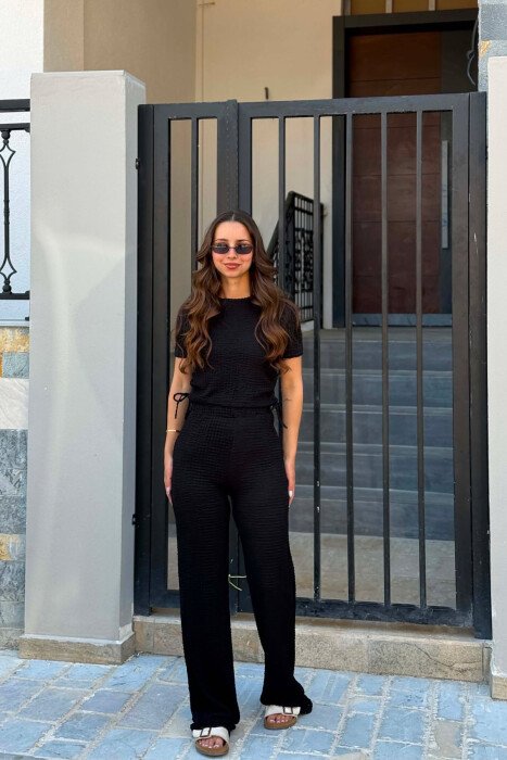 ONE COLOR T-SHIRT + TROUSERS WOMAN SET BLACK/ E ZEZE - 1