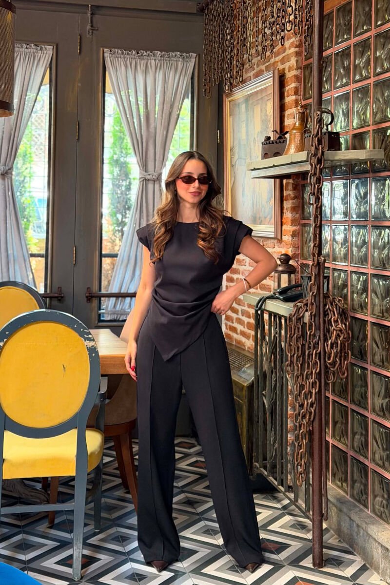 ONE COLOR TANK TOP + TROUSERS WOMAN SET BLACK/ E ZEZE - 1