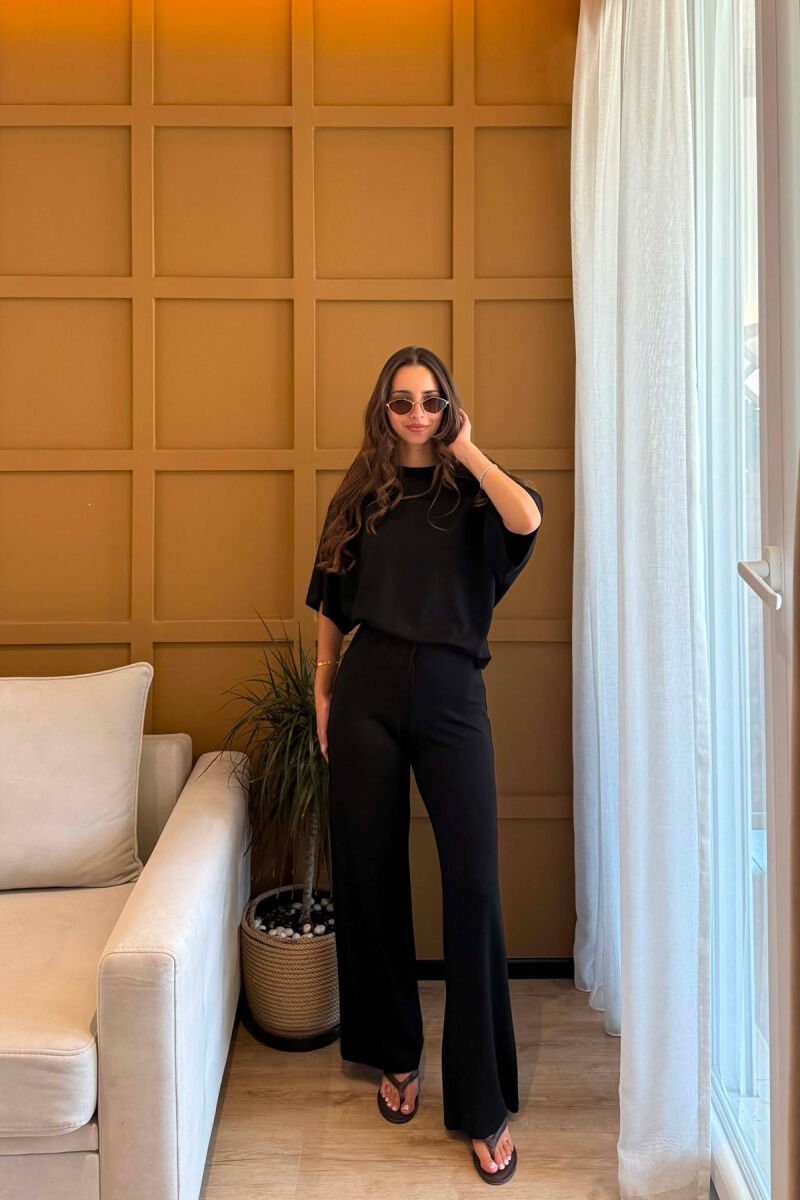 ONE COLOR T-SHIRT + TROUSERS WOMAN SET BLACK/ E ZEZE - 1