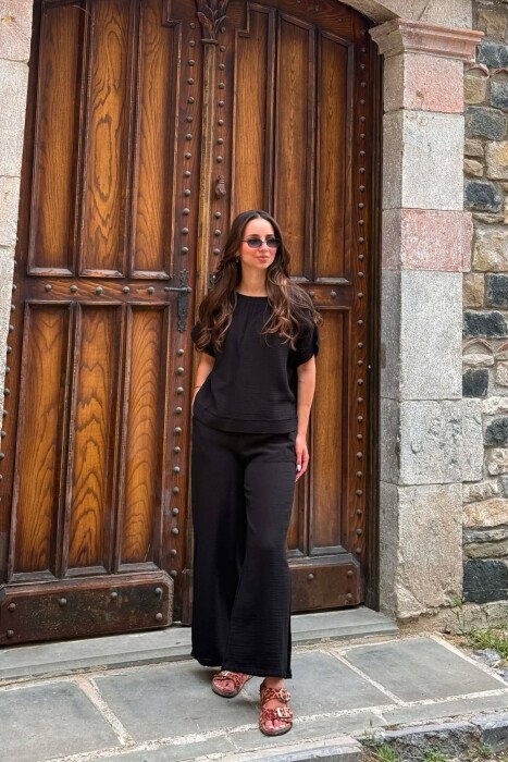 ONE COLOR T-SHIRT + TROUSERS WOMAN SET BLACK/ E ZEZE - 1