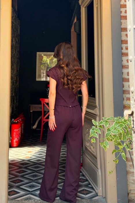 ONE COLOR TANK TOP + TROUSERS WOMAN SET BURGUNDY/VISHNJE - 3