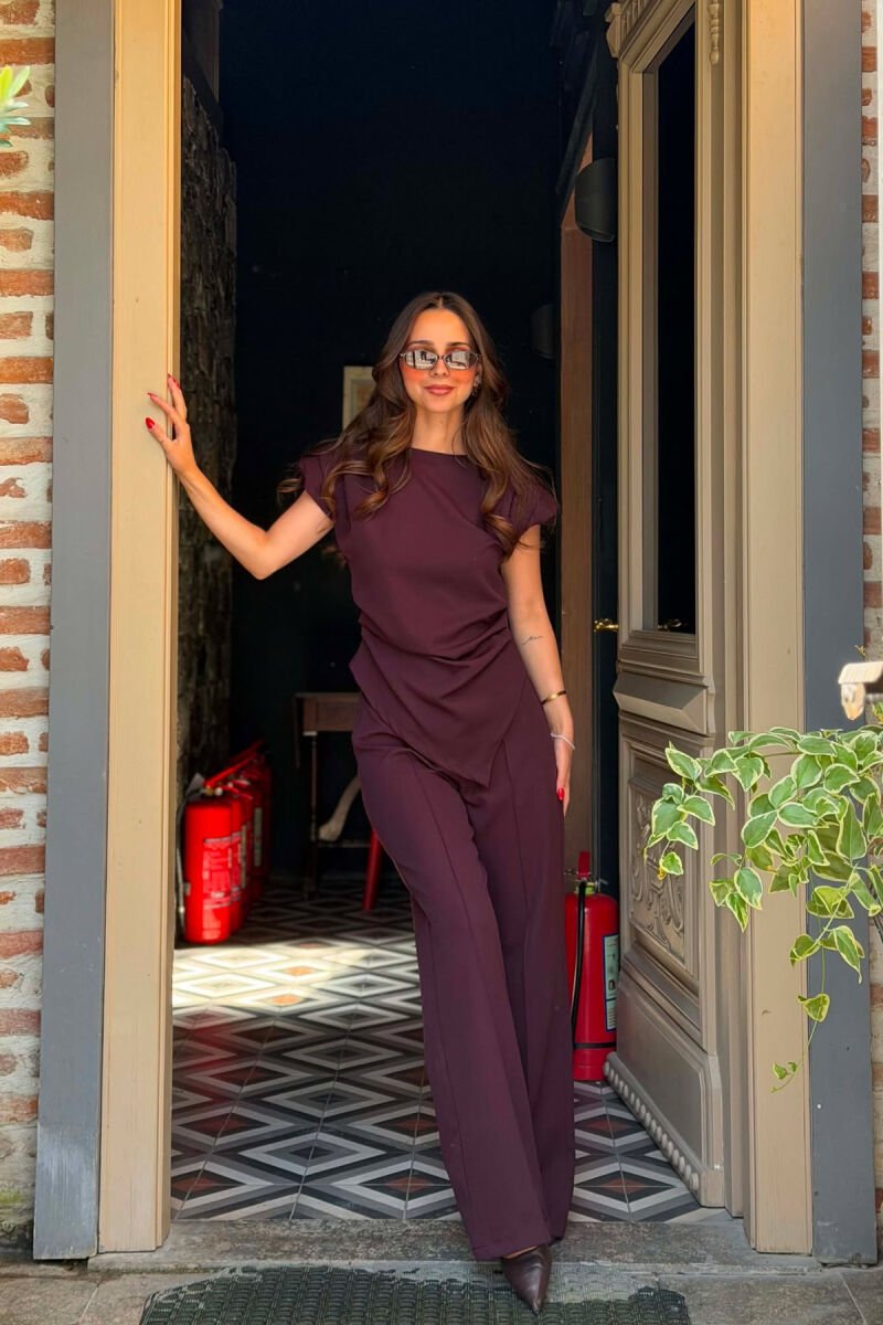 ONE COLOR TANK TOP + TROUSERS WOMAN SET BURGUNDY/VISHNJE - 4