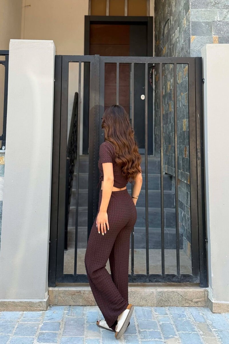 ONE COLOR T-SHIRT + TROUSERS WOMAN SET DARK BROWN/KAE - 2