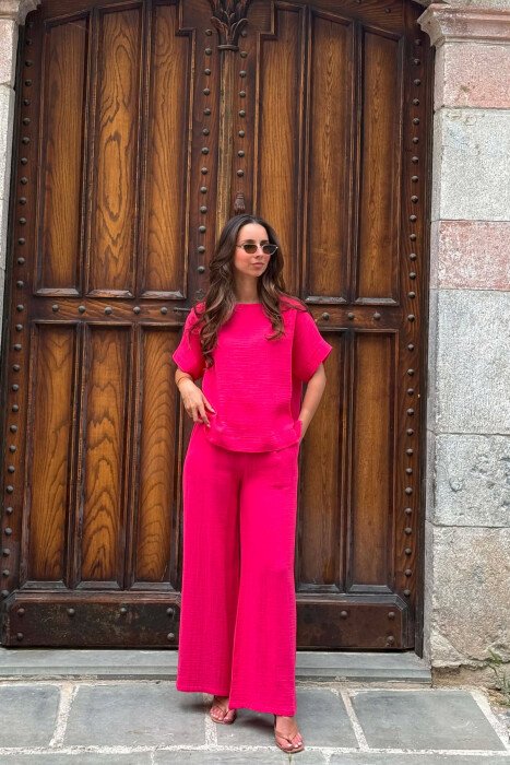 ONE COLOR T-SHIRT + TROUSERS WOMAN SET FUCHSIA/CIKLAMI - 1