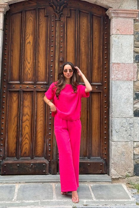 ONE COLOR T-SHIRT + TROUSERS WOMAN SET FUCHSIA/CIKLAMI - 2