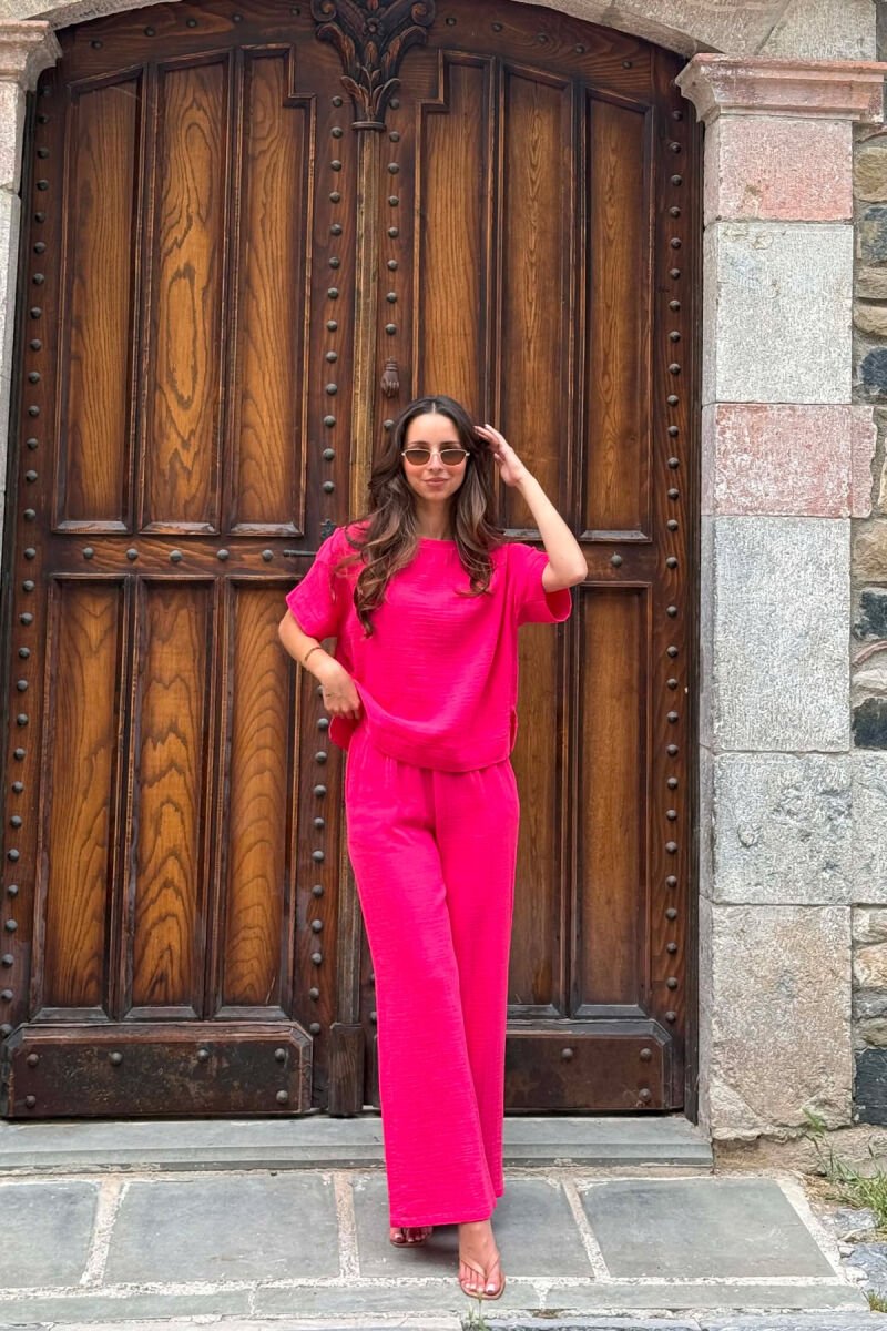 ONE COLOR T-SHIRT + TROUSERS WOMAN SET FUCHSIA/CIKLAMI - 2