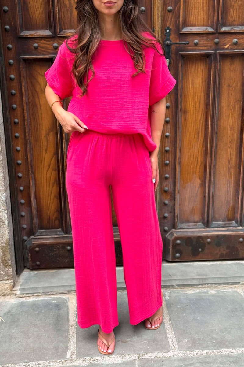 ONE COLOR T-SHIRT + TROUSERS WOMAN SET FUCHSIA/CIKLAMI - 4