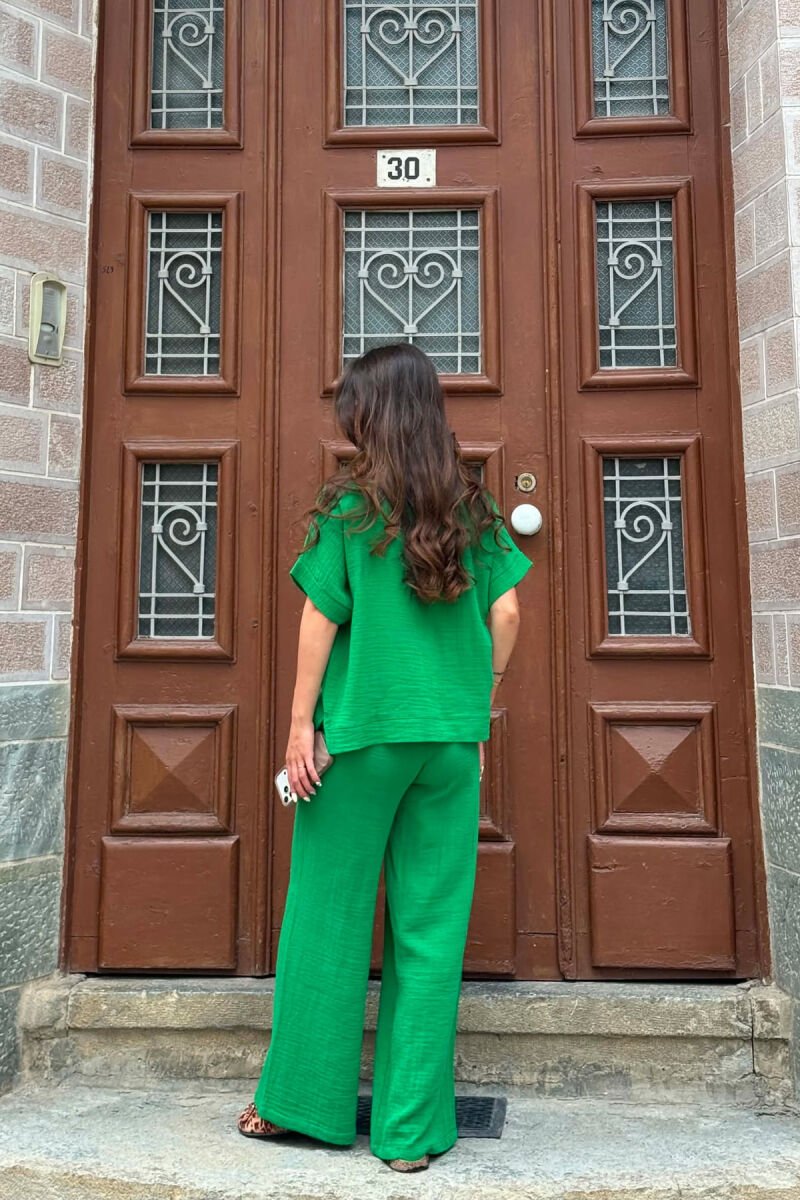ONE COLOR T-SHIRT + TROUSERS WOMAN SET GREEN/JESHILE - 3