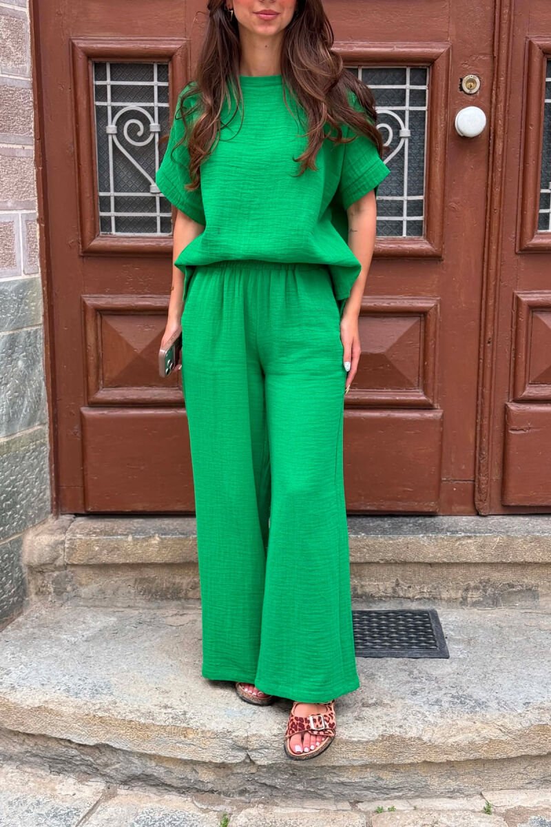 ONE COLOR T-SHIRT + TROUSERS WOMAN SET GREEN/JESHILE - 4