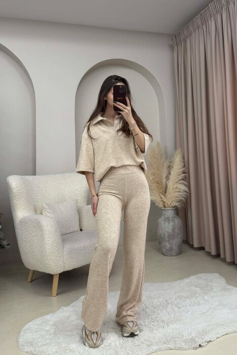 SET NJE NGJYRESH XHAKETE +PANTALLONA PER FEMRA NE NGJYRE BEZHE - KLAUDIO FASHION