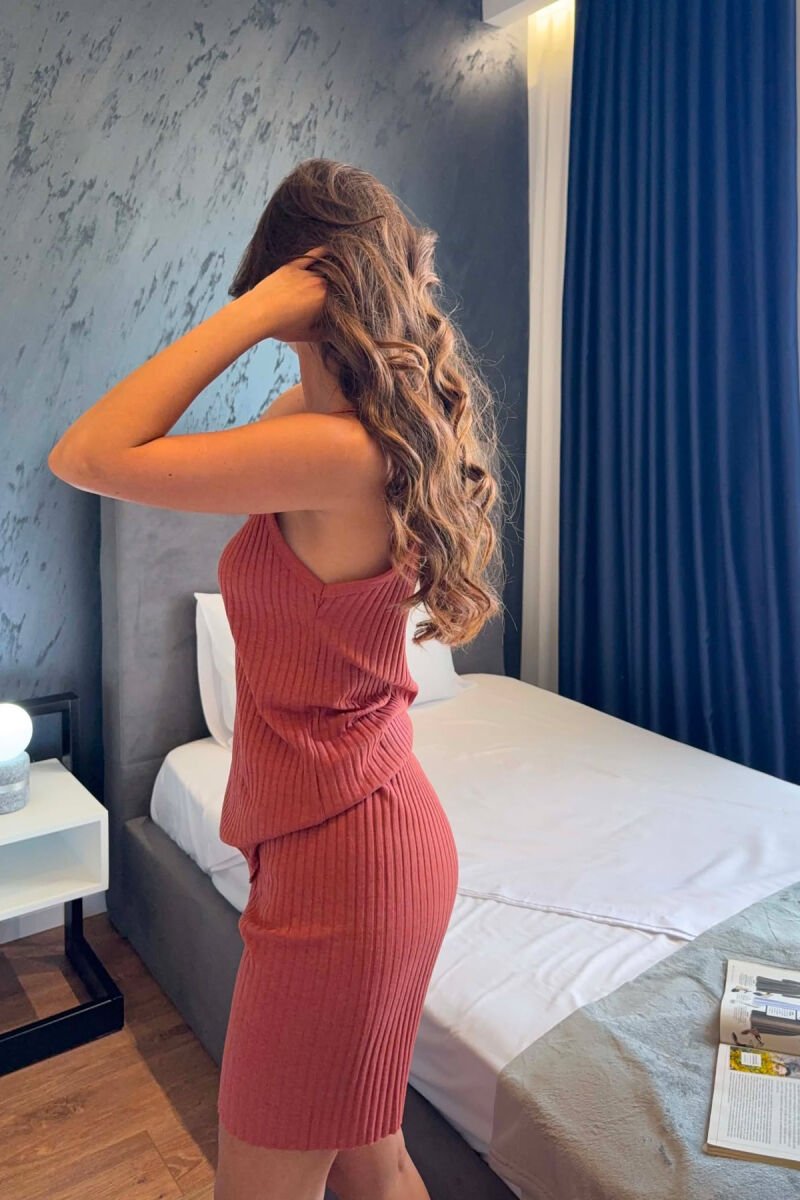 ONE COLOR TANK TOP + SHORTS WOMAN PYJAMAS BRICK/TULLE - 3