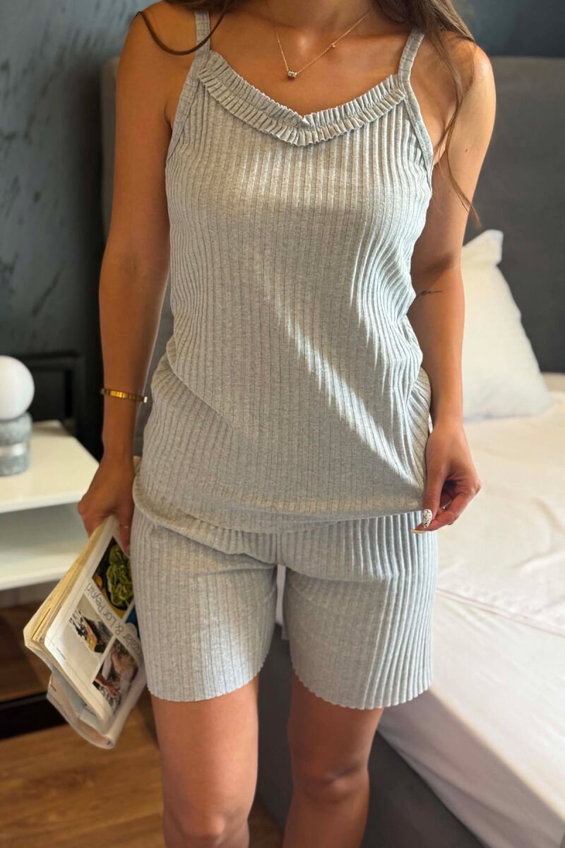 ONE COLOR TANK TOP + SHORTS WOMAN PYJAMAS LIGHT GREY/GZ - 8