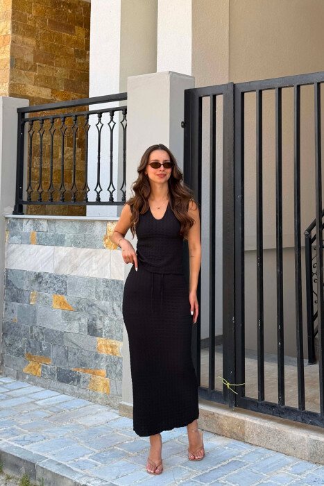 ONE COLOR TANK TOP + SKIRT WOMAN SET BLACK/ E ZEZE - 1