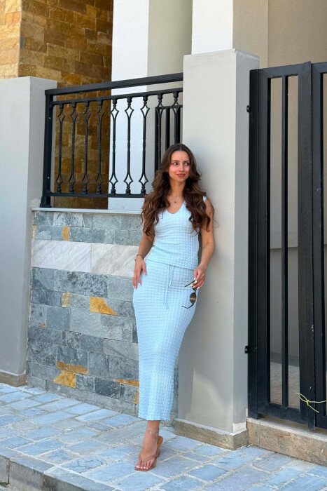 ONE COLOR TANK TOP + SKIRT WOMAN SET LIGHTBLUE/BZ - 2