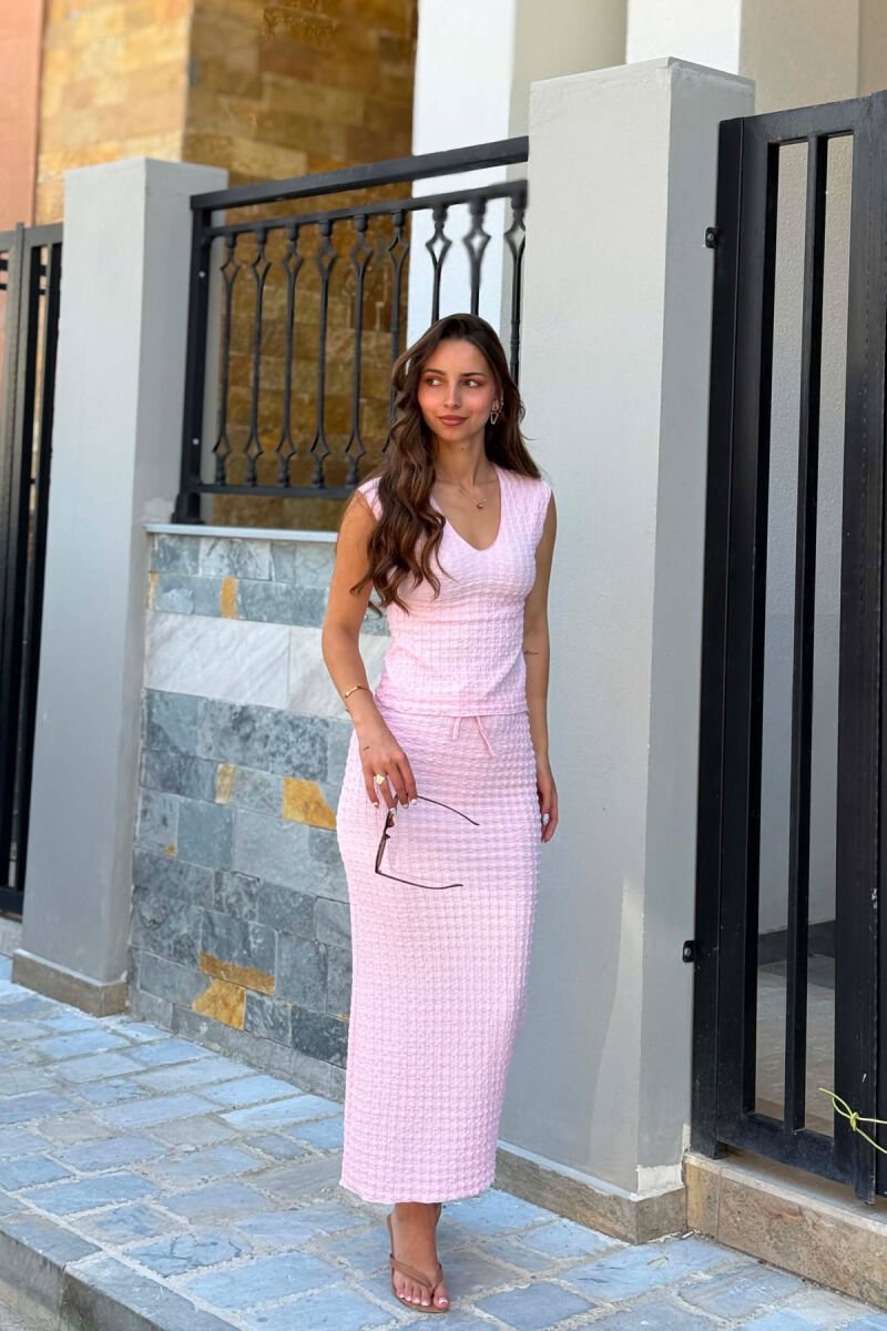 ONE COLOR TANK TOP + SKIRT WOMAN SET PINK/ROZE - 1