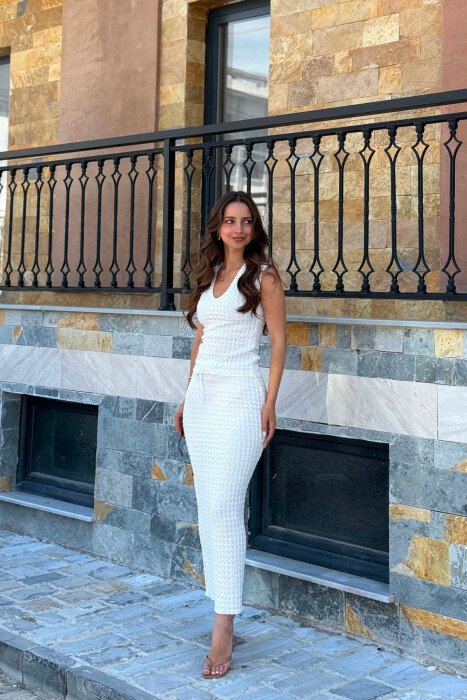 ONE COLOR TANK TOP + SKIRT WOMAN SET WHITE-E BARDHE - 2