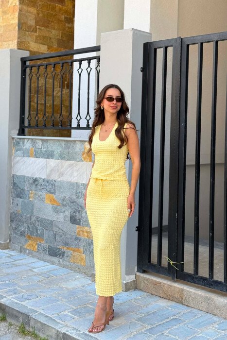 ONE COLOR TANK TOP + SKIRT WOMAN SET YELLOW/E VERDHE - 3