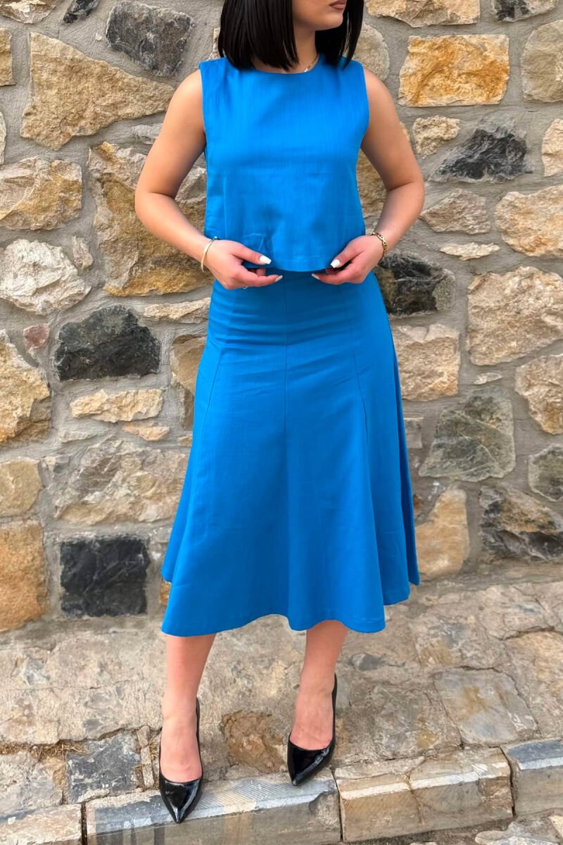 ONE COLOR TANK TOP + SKIRT WOMEN SET BLUE/BLU - 3