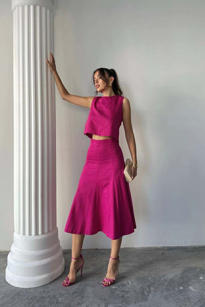 ONE COLOR TANK TOP + SKIRT WOMEN SET FUCHSIA/CIKLAMI - 8