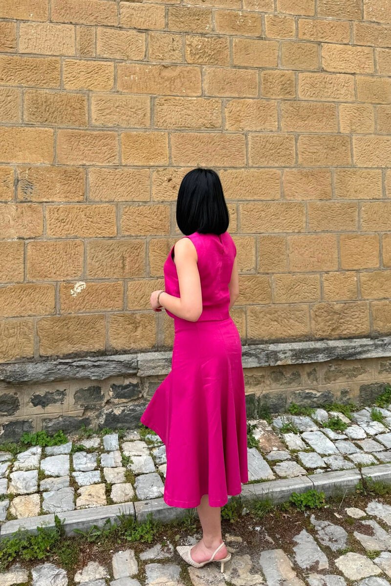 ONE COLOR TANK TOP + SKIRT WOMEN SET FUCHSIA/CIKLAMI - 5