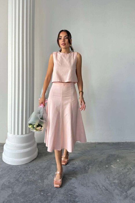 ONE COLOR TANK TOP + SKIRT WOMEN SET POWDER/PUDER - 6