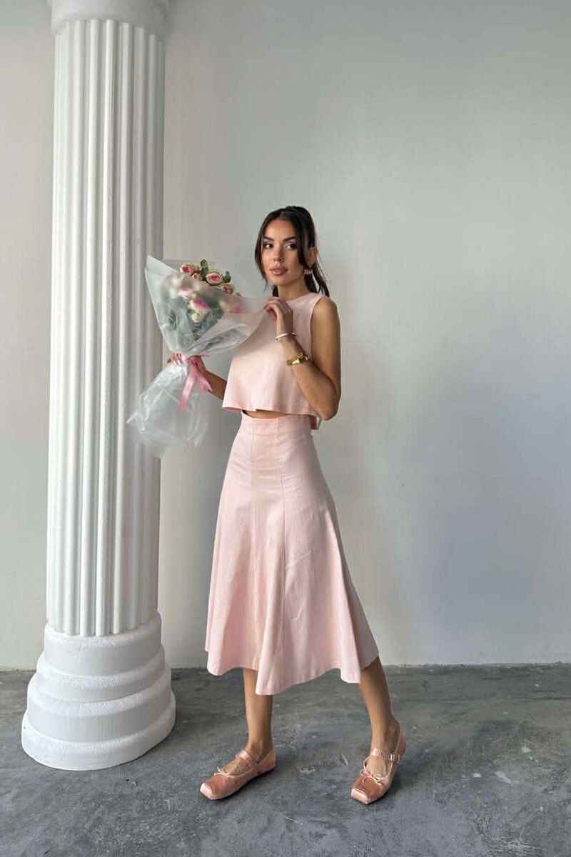 ONE COLOR TANK TOP + SKIRT WOMEN SET POWDER/PUDER - 7