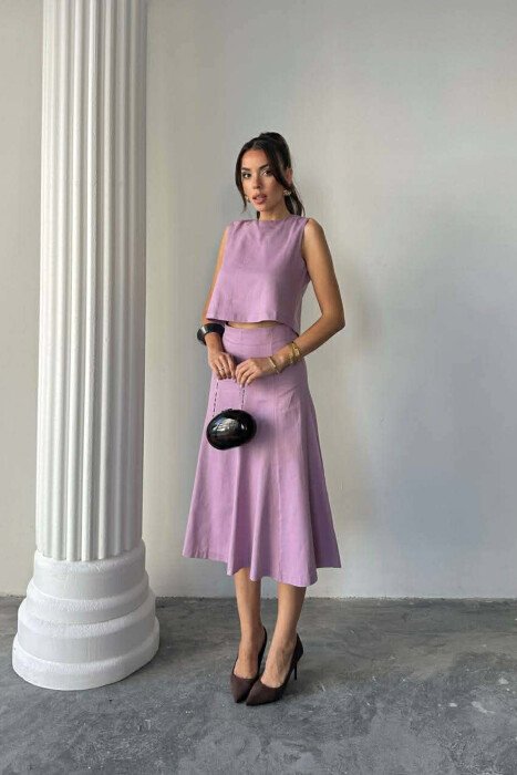 ONE COLOR TANK TOP + SKIRT WOMEN SET PURPLE/LEJLA - 9