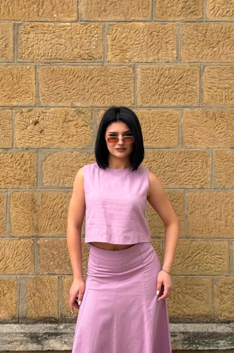 ONE COLOR TANK TOP + SKIRT WOMEN SET PURPLE/LEJLA - 2