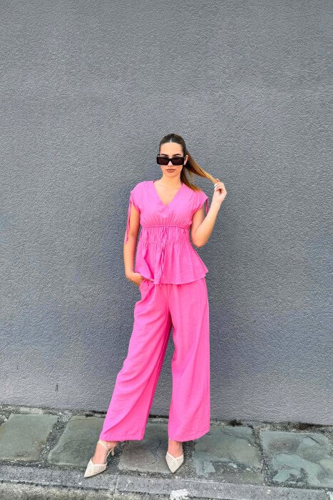 ONE COLOR TANK TOP+ TORUSERS WOMEN SET PINK/ROZE - 1