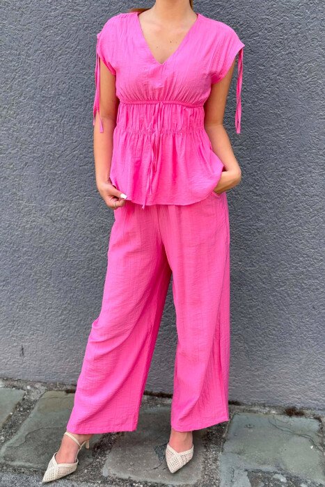 ONE COLOR TANK TOP+ TORUSERS WOMEN SET PINK/ROZE - 2