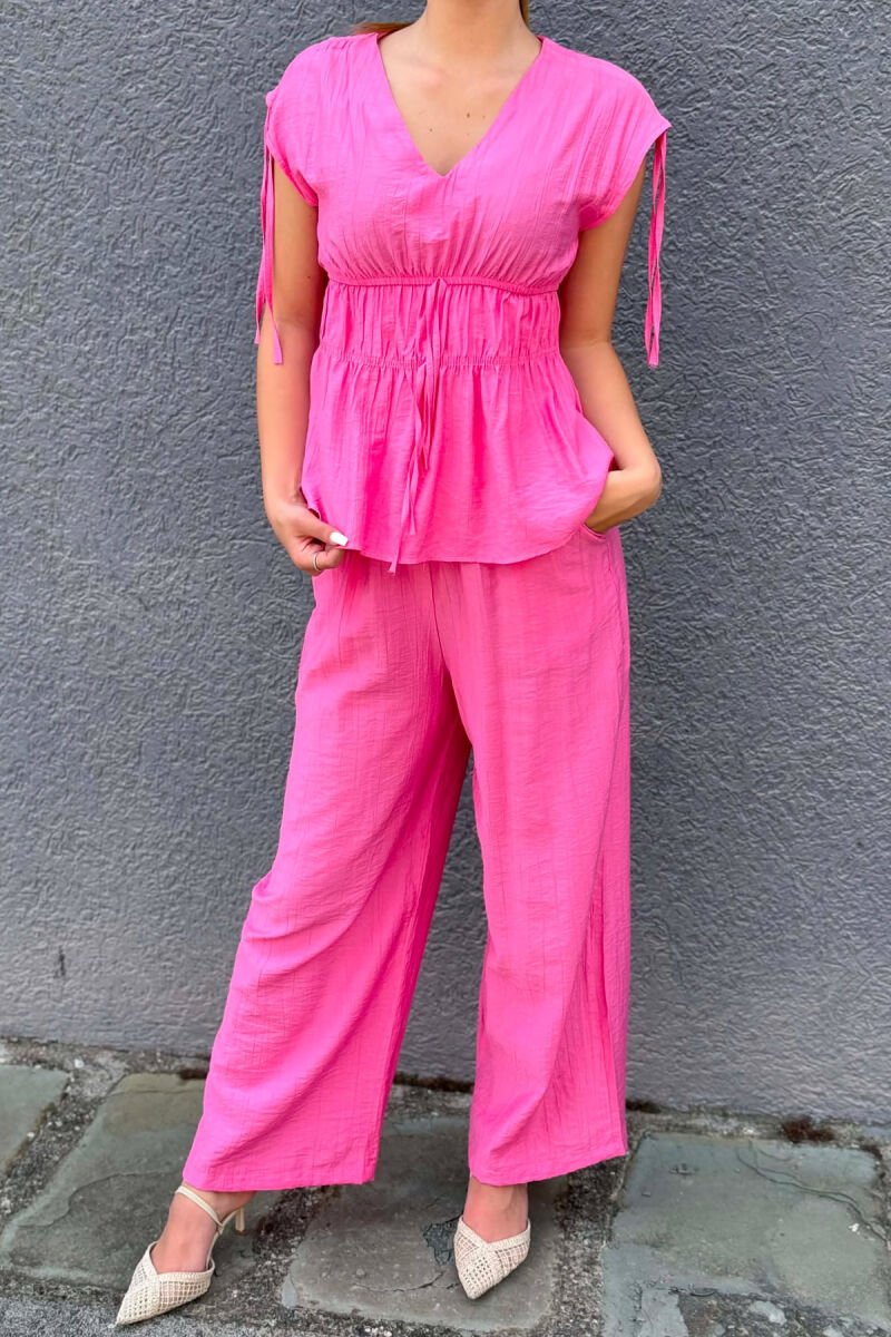 ONE COLOR TANK TOP+ TORUSERS WOMEN SET PINK/ROZE - 2