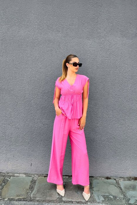 ONE COLOR TANK TOP+ TORUSERS WOMEN SET PINK/ROZE - 4